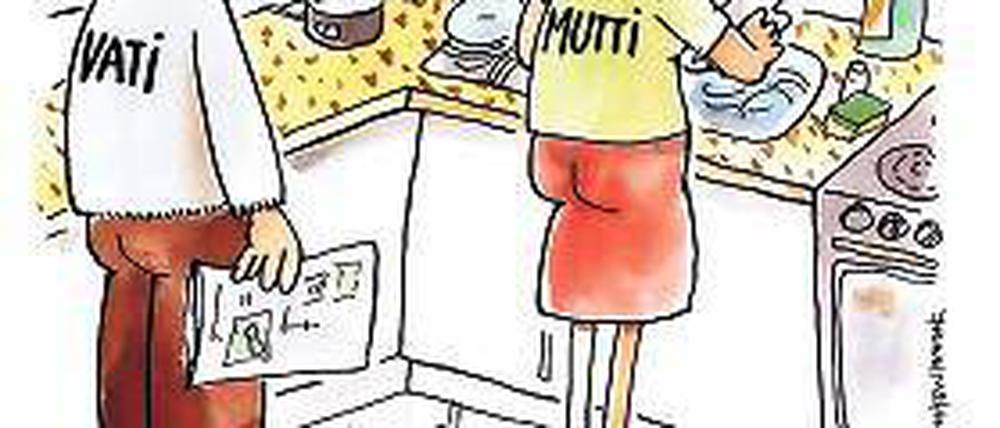 Alzheimerzeit. Wenn Klaus sich vorsichtshalber „Vati“ und Inge „Mutti“ auf den Rücken schreibt.