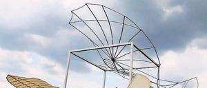 Dem Himmel so nah: Ein Nachbau des Flugapparates „Derwitz“ zog bei der Jubiläumsfeier „120 Jahre Menschenflug“ in Derwitz die Blicke auf sich. Die Konstruktion Otto Lilienthals war auch Vorbild für das Fliegerdenkmal auf dem Mühlenberg.