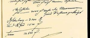 Eigenhändige Rechnung Friedrichs des Großen. In den Archivordner für das Jahr 1748 eingeordnet.