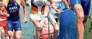 In Madrid schon das WM-Ticket im Blick. Der Potsdamer Christian Prochnow (Mitte) will sich beim heutigen Rennen der ITU World Championship Serie nicht verausgaben, sondern weiter auf das wichtigere Rennen im August in London vorbereiten.