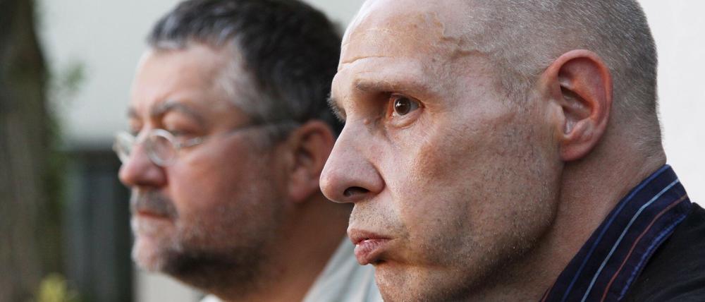 Thomas Bastian (r.) ist neuer Vereinschef des SV Babelsberg 03. Rainer Speer hat den Vorsitz am Montagabend nach anhaltender Kritik und der Forderung nach Erneuerung niedergelegt.