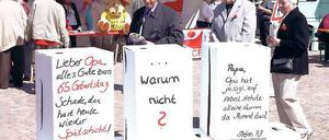 Faire Löhne. Zu der Kundgebung unter dem Motto „Das ist das Mindeste: Faire Löhne, gute Arbeit, soziale Sicherheit“ kamen in Potsdam 2000 Menschen. Thematisiert wurde auch die Öffnung des Arbeitsmarktes für Unternehmen aus osteuropäischen EU-Ländern.