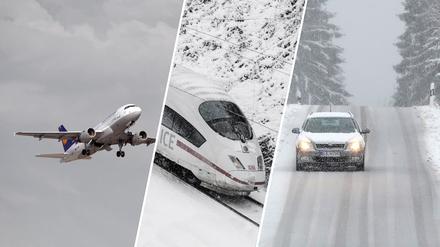 Per Flugzeug, mit dem Zug oder mit dem Auto.