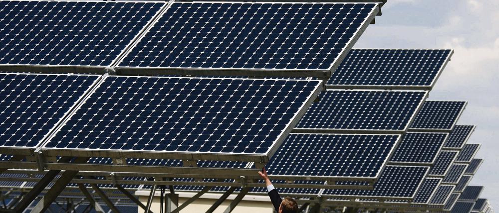 Vorbild Borna. Die Stromerzeugung aus Sonnenlicht soll in Brandenburg stark ausgeweitet werden. Dazu müssen Solarkraftwerke wie hier südlich von Leipzig gebaut werden.