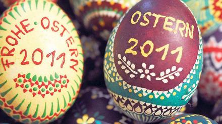 Bunt bemalt. Das Verzieren von Ostereiern hat eine lange Tradition im Spreewald. Im Spreewald-Museum im brandenburgischen Lübbenau können diese Ostereier bestaunt werden.