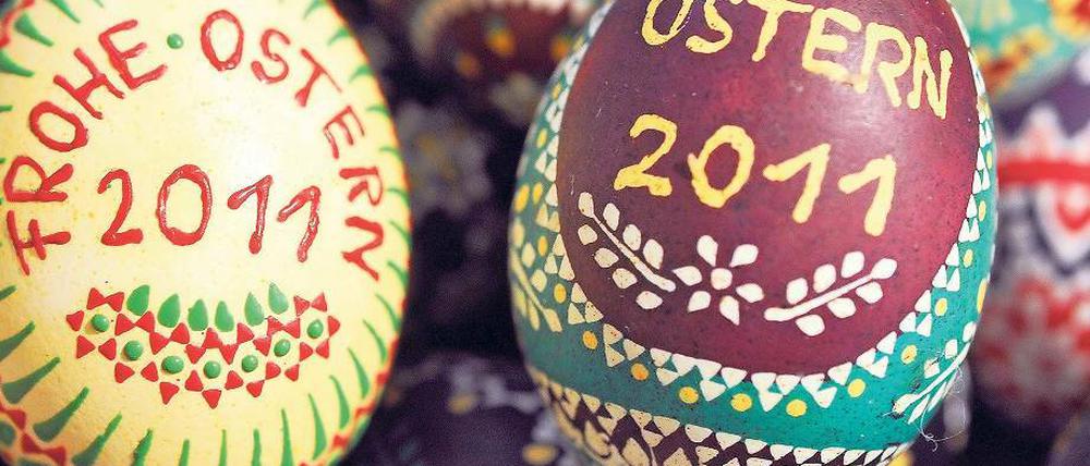Bunt bemalt. Das Verzieren von Ostereiern hat eine lange Tradition im Spreewald. Im Spreewald-Museum im brandenburgischen Lübbenau können diese Ostereier bestaunt werden.