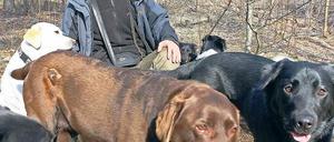Hundetrainer Marco Deutschmann mit den Vierbeinern. Gelernt hat der Potsdamer das Fischereihandwerk, war Schwimmmeister und arbeitete im Berliner Zoo. Dann fand er seinen Traumberuf.