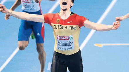 Im Ziel. Thomas Schneider lief am Samstag in Paris zu Silber.