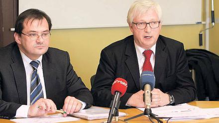 Krisengipfel. Ifrastrukturminister Vogelsänger (li.) und VBB-Chef Franz.