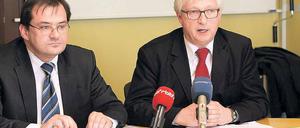 Krisengipfel. Ifrastrukturminister Vogelsänger (li.) und VBB-Chef Franz.