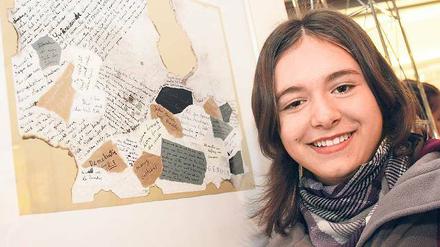 Kaum fassbares Europa. Eine Collage mit Unmengen von mehrsprachigen Textausschnitten fertigte die Potsdamerin Ann-Kathrin Möller. Die Jury des Wettbewerbs Schüler malen Europa setzte das Werk der Zwölfjährigen auf den ersten Platz in ihrer Altersgruppe.