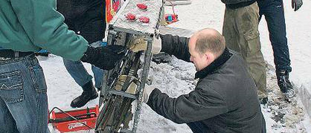 Abbau. Der Weihnachtsmarkt in der Innenstadt ist beendet.