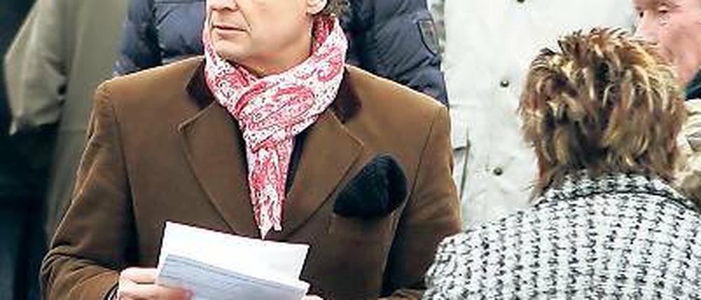 Ende der Fahnenstange erreicht. Investor Henrik Aldinger, hier bei einer Bürgerversammlung, will sein Drewitz-Center noch ein letztes Mal abspecken.