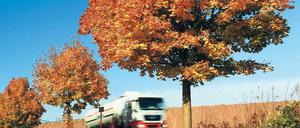 Volle Fahrt übers Land. Vor allem an großen Bundesstraßen beklagen Anwohner eine Zunahme des Lkw-Verkehrs seit Einführung der Maut für Autobahnen. Zumindest für das Land Brandenburg lässt sich eine Verlagerung des Schwerverkehrs jedoch nicht belegen.