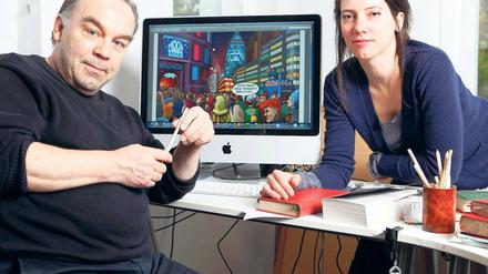 Kreatives Zentrum. Gerhard Seyfried und Ziska Riemann in ihrer Wohnung in Berlin-Schöneberg.