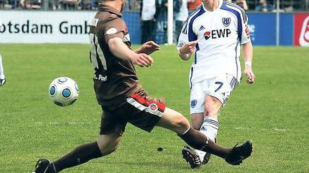 Zum zweiten Mal Stuttgart. Matthias Rudolph (rechts) ist inzwischen der einzige Babelsberger, der schon vor zwei Jahren gegen die Schwaben spielte. Damals unterlag der SVB mit 2:4.