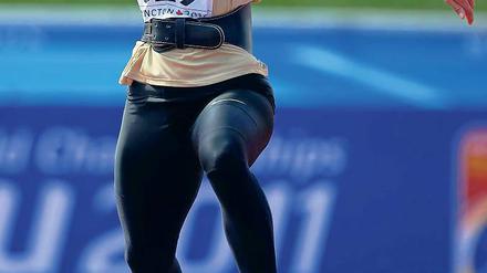Erleichtert. Sarah Mayer holte Speerwurf- Gold nach Potsdam.