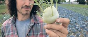 Wettlauf mit der Zeit: Rund um die Uhr ist Axel Szilleweit mit der Bewässerung seiner Felder beschäftigt, doch die Hitze hat deutliche Spuren hinterlassen. Das Gemüse gibt es im Miniaturformat, der Salat ist in die Blüte geschossen.