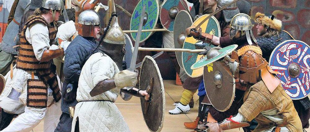 Schwertkämpfe aller Art. Neben der Kampfkunst der asiatischen Samurai wurden auch Gladiatorenkämpfe, Ritterkämpfe und Fechtkunst gezeigt.
