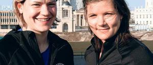 Wollen mit ihren Mannschaften möglichst ins Champions-League-Endspiel. Turbine-Kapitän Jennifer Zietz (links) und Røas Spielführerin Siri Nordby (rechts) gestern Nachmittag in Potsdams Zentrum.