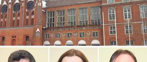 Wer zieht ins Frankfurter Rathaus ein? Die drei Kandidaten der bevorstehenden Oberbürgermeisterwahl Martin Wilke, Katja Wolle und Stefan Ludwig (v.l.n.r.).