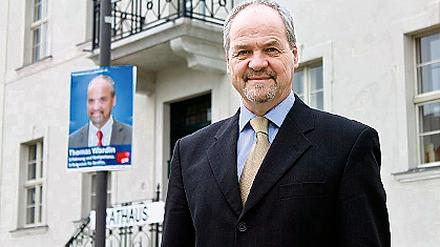 Bürgermeister der ersten Stunde: Thomas Wardin (SPD) ist seit der Wende im Amt und wirbt mit seiner Erfahrung für die Wiederwahl am 7. März.