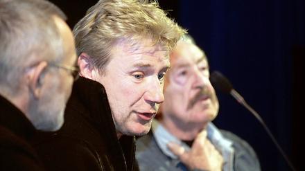 Jörg Schüttauf und Egon Günther in dem von Peter Warnecke moderierten Gespräch im voll besetzten Filmmuseum.