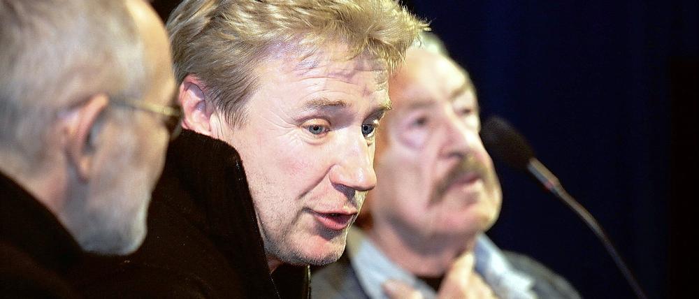 Jörg Schüttauf und Egon Günther in dem von Peter Warnecke moderierten Gespräch im voll besetzten Filmmuseum.