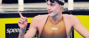 Zufrieden. Felix Wolf in Essen nach seinem Rekord über 200 Meter Rücken.