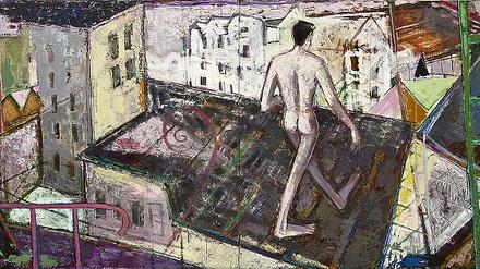 Kunst vor 89: Frank Gottsmanns Über der Stadt, oben, und Ulla Walters Schwarze Katze, r., zu sehen in der Galerie Ruhnke. Die Künstler besichtigten auch das Potsdam-Museum mit der Malerei Stephan Veltens und Skulpturen Stephan J. Möllers.