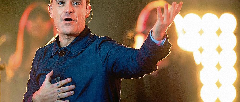 Back for good. Erstmals seit 2006 trat Robbie Williams am Freitag in Berlin auf. Als Zugabe sang er seinen Hit Feel.
