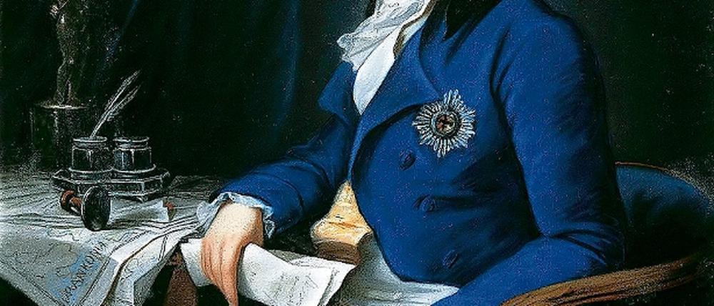 Staatsmann zwischen Lebens- und Liebeslust. Karl August Freiherr von Hardenberg, (Johann Lorenz Kreul, um 1795).