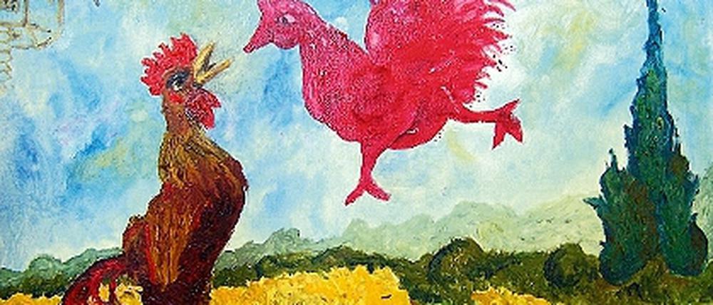 Mehr als nur ein Hahnenkampf. Die Parodie von Andreas Hü(h)neke.