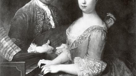 Im Duett mit der Ehefrau. Carl Heinrich Graun als bescheidener Lautenspieler mit seiner Gattin auf einem Gemälde von Hofmaler Antoine Pesne, um 1735.
