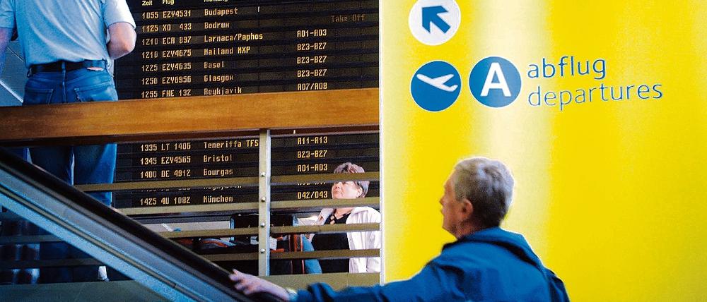 Momentaufnahme. Änderungen bei den Starts und Landungen auf den Berliner Flughäfen sind n och möglich.