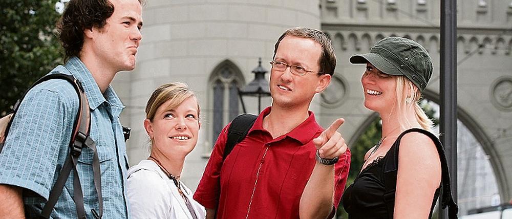 Geo-Team. Andreas Bergner (m.) mit Studierenden aus den USA.