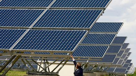 Strom von der Sonne: Wie hier bei Borna in Sachsen-Anhalt könnte auch auf den Stahnsdorfer Rieselfeldern ein große Solarkraftwerk entstehen, regt der Teltower Solarplaner und Linken-Stadtverordnete Wolfgang Köhn an.