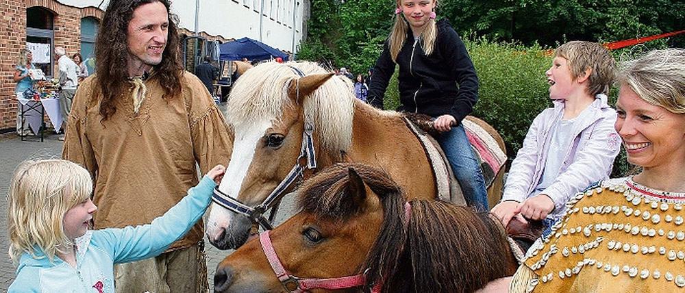 Da steht ein Pferd auf dem Hof. Comenius-Schüler waren vom Vierbeiner und Showindianern beeindruckt.