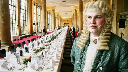 Aufgetischt wurde zur Tafelmusik in der Orangerie von Sanssouci ein fürstliches Sechs-Gänge-Menü, angereichert mit Geschichten des Haushofmeisters Michael Adam.
