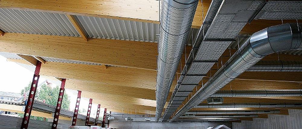 Supermarkt neuen Typs: Blick ins Innere des künftigen Rewe-Marktes an der Ecke Horstweg/An der alten Zauche mit 2000 Quadratmetern Nutzfläche.