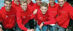 Die Zeppeline. Tobias Krisa, Franz Löschke, Gregor Buchholz, Maximilian Molka, Philipp Krell, Stephan Zachäus, Nils Frommhold und Jakob Herold (von links) wollen in der Triathlon-Bundesliga unter die ersten Fünf kommen.
