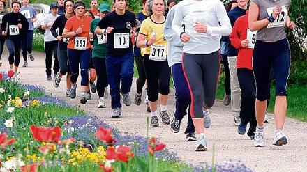 Gut in Form. Hobbyläuferinnen beim Frauenlauf auf der Freundschaftsinsel.