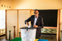 Präsidentt Paul Kagame während der Wahl.