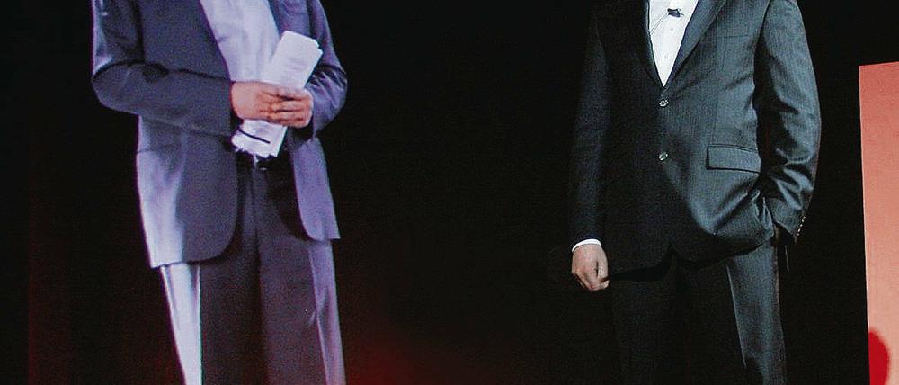 Einer echt, der andere ein Hologramm. Auf der Bühne des Metropolis-Saales begegneten sich Ian OConnell (links als Hologramm) und Till Schreier in persona, um miteinander zu plaudern.