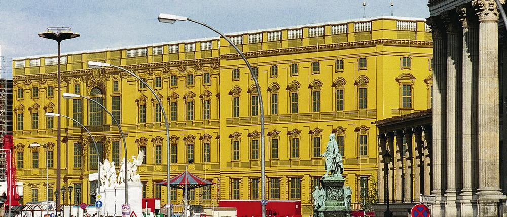 Initialzündung. 1993/94 wurde das Schloss mit einer Plastikhülle nachgestellt.