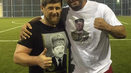 Der tschetschenische Herrscher Ramsan Kadyrow und der Boxer Manuel Charr 2015