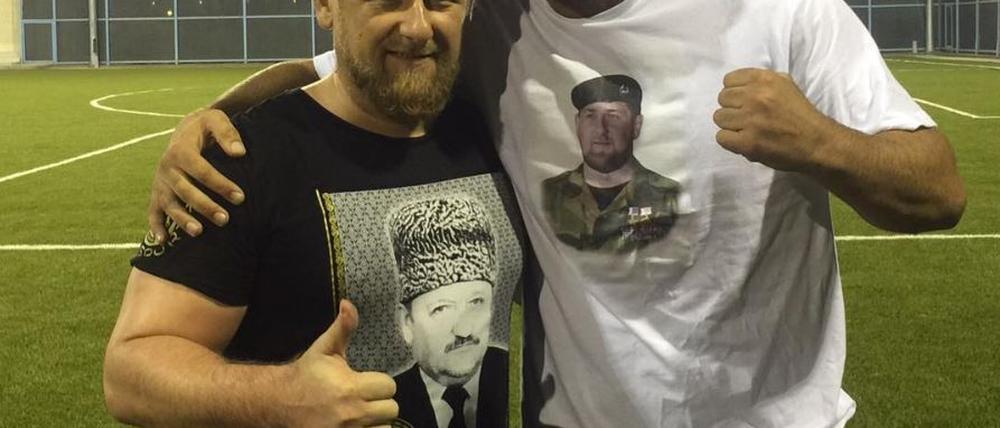 Der tschetschenische Herrscher Ramsan Kadyrow und der Boxer Manuel Charr 2015