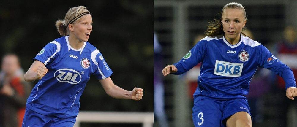 Die Zeit vergeht. Tabea Kemme (l.) debütierte 2008 in Turbines Erstligateam und erzielte prompt Tore - LIa Wälti kam 2013 nach Potsdam und übernahm auf dem Feld Regie.