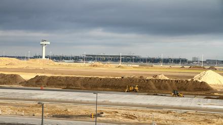 Baustelle für den Flughafen BER "Willy-Brandt" in Berlin-Schönefeld.