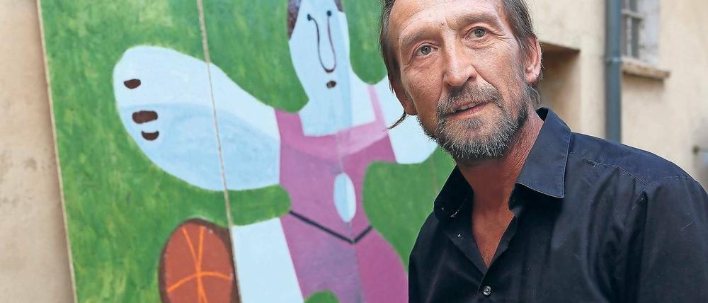 Doch, doch, die WM geht weiter. Kim Konrad und „El Jugador del Futbol“.